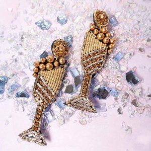 Seed Beaded Champagne Glass Chunky Earrings